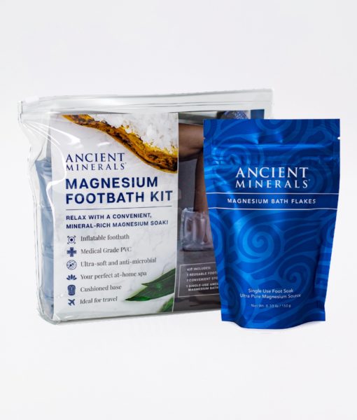 Ancient Minerals Magnesium Footbath Kit content - an immersive and relaxing foot bath soak for effective detox support.