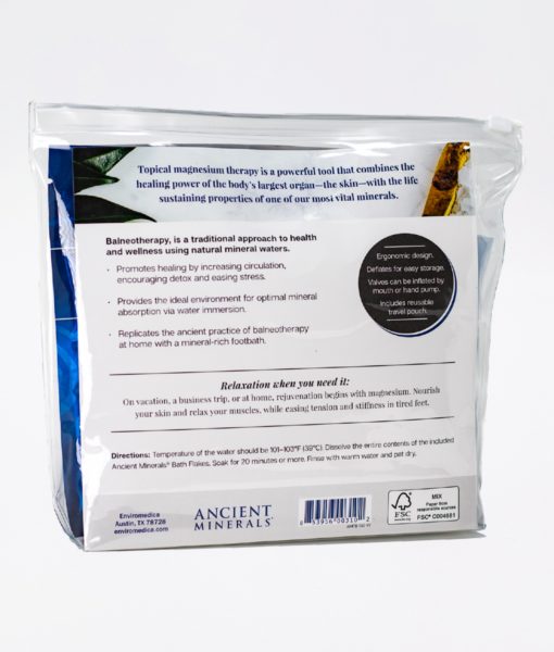 Benefits of the Ancient Minerals Magnesium Footbath Kit - an immersive and relaxing foot bath soak for effective detox support.