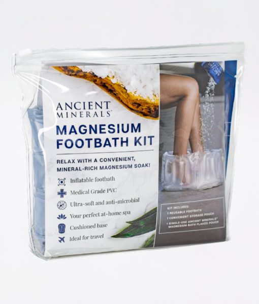 Ancient Minerals Magnesium Footbath Kit content - an immersive and relaxing foot bath soak for effective detox support.