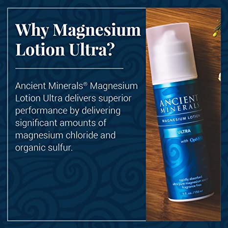 Ancient Minerals Magnesium Lotion Ultra 5oz - #1 for better sleep, improved skin, increased energy levels, healthy joints, provides inflammation and stress relief, and aides in muscle recovery and detox support.