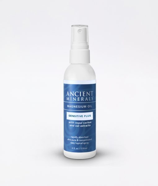Ancient Minerals Magnesium Oil Sensitive Plus 4oz - #1 for better sleep, improved skin, increased energy levels, healthy joints, provides inflammation and stress relief, and aides in muscle recovery and detox support.