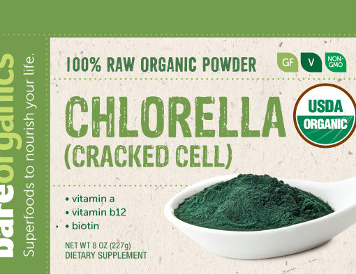 Ingredients and suggested use of the all natural BareOrganics Spirulina Powder. It helps raise your energy, vitality and detox efficacy.