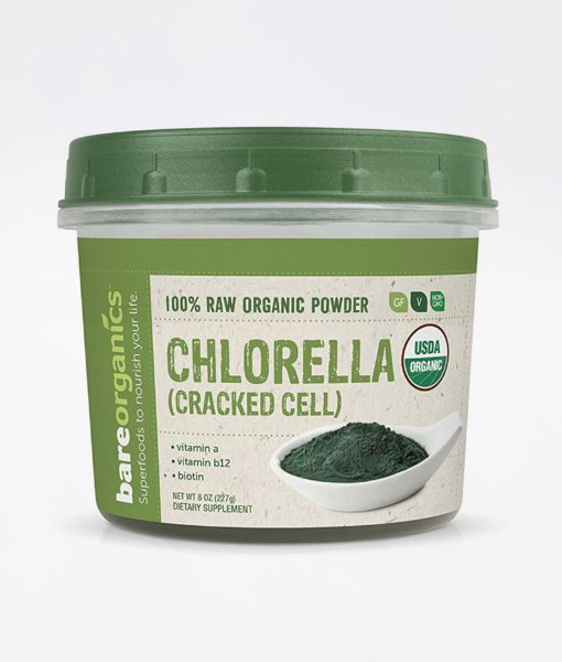All natural BareOrganics Chlorella Powder - raise your energy, vitality and detox efficacy.