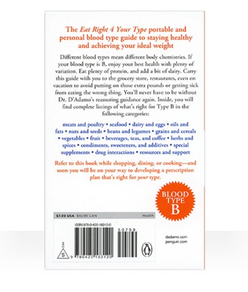 Eat Right 4 Your Type Pocketbook - a pocket-sized collection of food lists, supplement recommendations and advice for Type Bs.