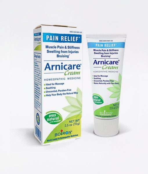 Boiron Arnica Cream - homeopathic remedy to relieve muscle pain and stiffness due to minor injuries, overexertion and falls, and, reduces pain, swelling and discoloration from bruises.