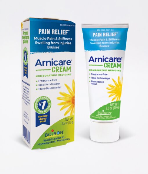 Boiron Arnica Cream - homeopathic remedy to relieve muscle pain and stiffness due to minor injuries, overexertion and falls, and, reduces pain, swelling and discoloration from bruises.