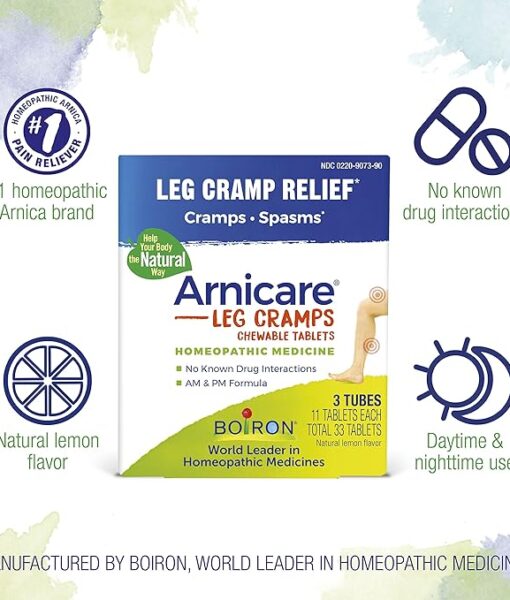 Boiron Arnicare Leg Cramps - relieves stiffness and pain from overused muscles, for day and night muscle cramps and spasms in calves, legs, thighs, and arms.