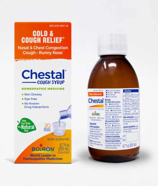 Boiron Chestal Cold & Cough - homeopathic remedy to relieve symptoms of the common cold such as nasal and chest congestion, fitful cough, sneezing, minor sore throat, and runny or stuffy nose.