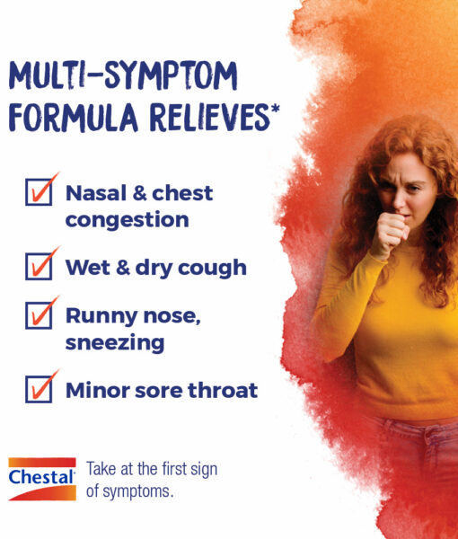 Boiron Chestal Cold & Cough - homeopathic remedy to relieve symptoms of the common cold such as nasal and chest congestion, fitful cough, sneezing, minor sore throat, and runny or stuffy nose.