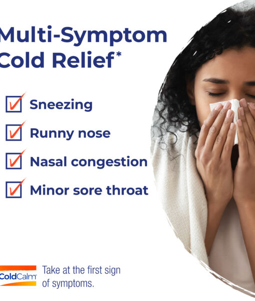 Boiron ColdCalm - homeopathic remedy to relieve cold symptoms such as sneezing, runny nose, nasal congestion and minor sore throat.