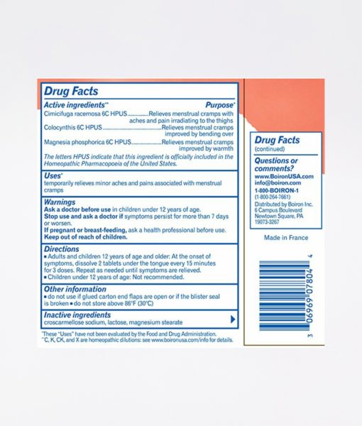 Boiron Cyclease Cramp - homeopathic remedy to relieve minor aches and pains associated with menstrual cramps.