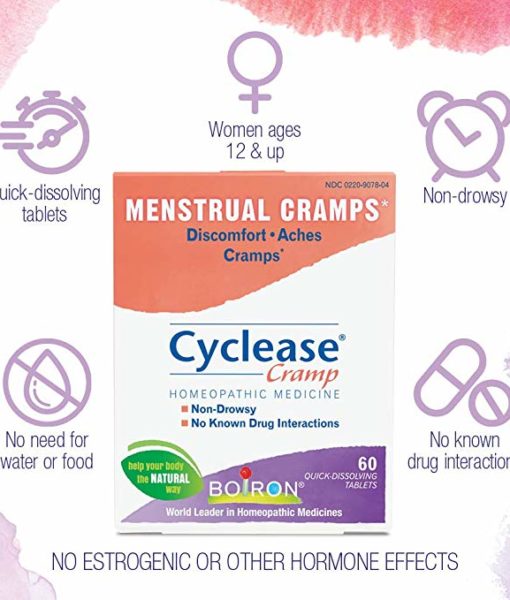 Boiron Cyclease Cramp - homeopathic remedy to relieve minor aches and pains associated with menstrual cramps.