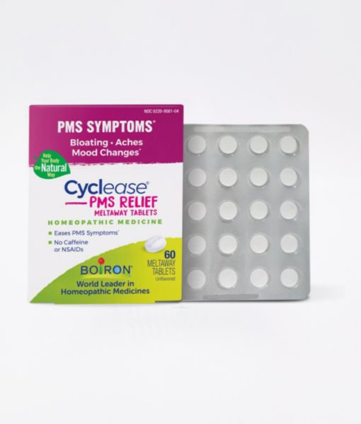 Boiron Cyclease PMS - homeopathic remedy to relieve premenstrual symptoms such as discomfort, aches, bloating and irritability.