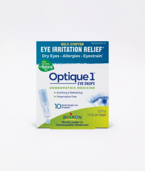 Boiron Optique 1 Eye Drops - relieves minor eye irritation due to airborne irritants, such as dust, ragweed, and other pollens. These homeopathic eye drops also refresh fatigued eyes from long hours at a computer.