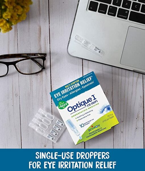 Boiron Optique 1 Eye Drops - relieves minor eye irritation due to airborne irritants, such as dust, ragweed, and other pollens. These homeopathic eye drops also refresh fatigued eyes from long hours at a computer.