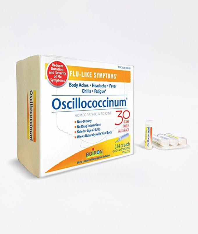 Boiron Oscillococcinum - homeopathic remedy to relieve cold/flu-like symptoms such as body aches, headache, fever, chills and fatigue.