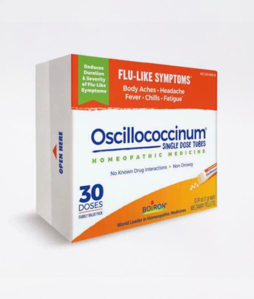 Boiron Oscillococcinum - homeopathic remedy to relieve cold/flu-like symptoms such as body aches, headache, fever, chills and fatigue.