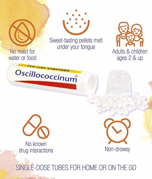 Boiron Oscillococcinum - homeopathic remedy to relieve cold/flu-like symptoms such as body aches, headache, fever, chills and fatigue.