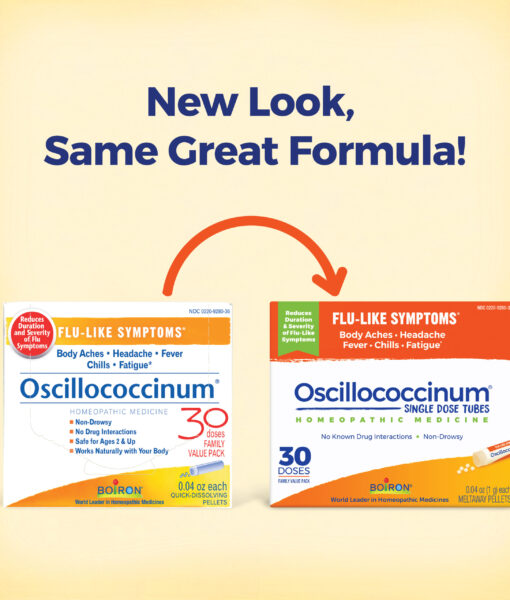 Boiron Oscillococcinum - homeopathic remedy to relieve cold/flu-like symptoms such as body aches, headache, fever, chills and fatigue.