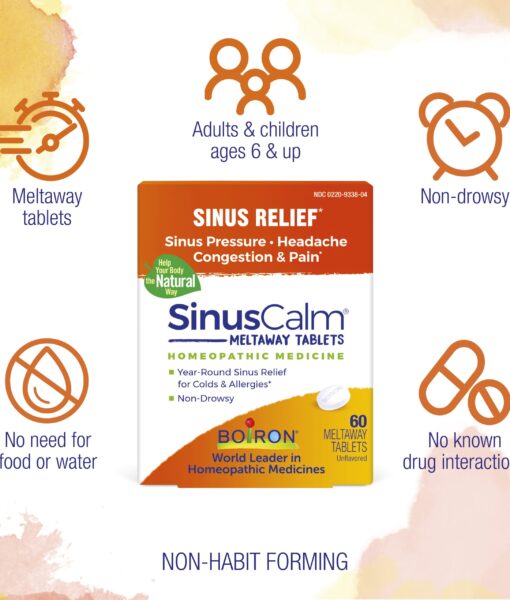 Boiron SinusCalm - homeopathic remedy to relieve nasal congestion, sinus pain and headache due to the common cold or allergies.