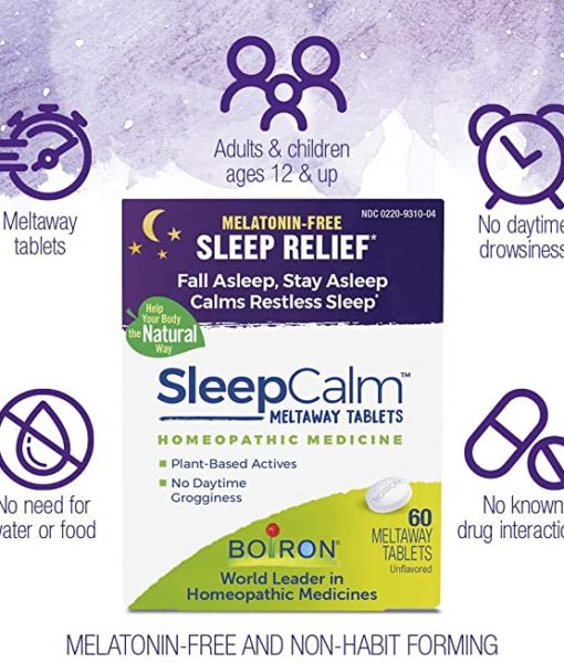 Boiron SleepCalm - homeopathic remedy to relieve occasional sleeplessness, restless sleep, and intermittent awakening and help restore a natural sleep pattern disturbed by nervousness, worries, exhaustion, an overactive mind, jet lag, or night shift work.