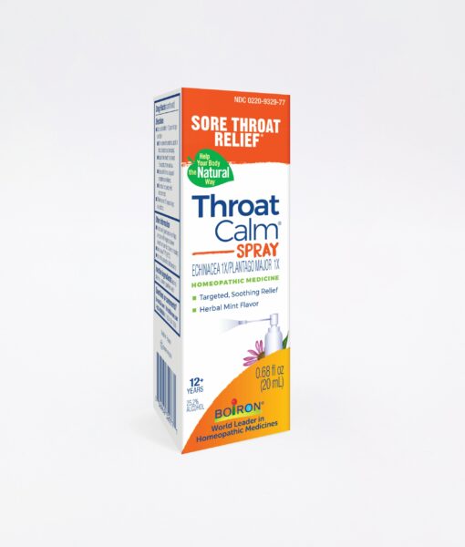 Boiron ThroatCalm Spray - homeopathic remedy to relieve minor sore throat and hoarseness.