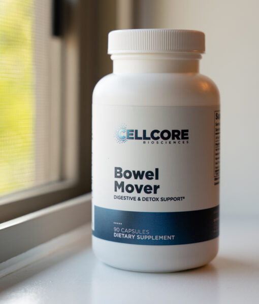 CellCore Bowel Mover is a natural digestive aid that gently promotes bowel movements, supports intestinal health, peristalsis, and proper digestive function.