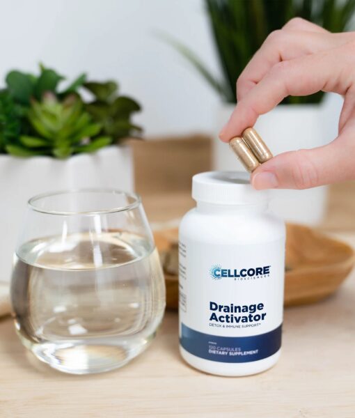 CellCore Drainage Activator - a breakthrough drainage support supplement that focuses on cellular health and energy production, lymphatic drainage and movement, as well as gut and liver health.