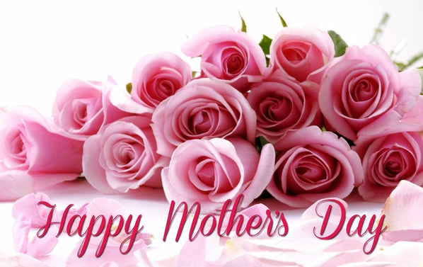 Wishing happy mother's day with a dozen pink roses.