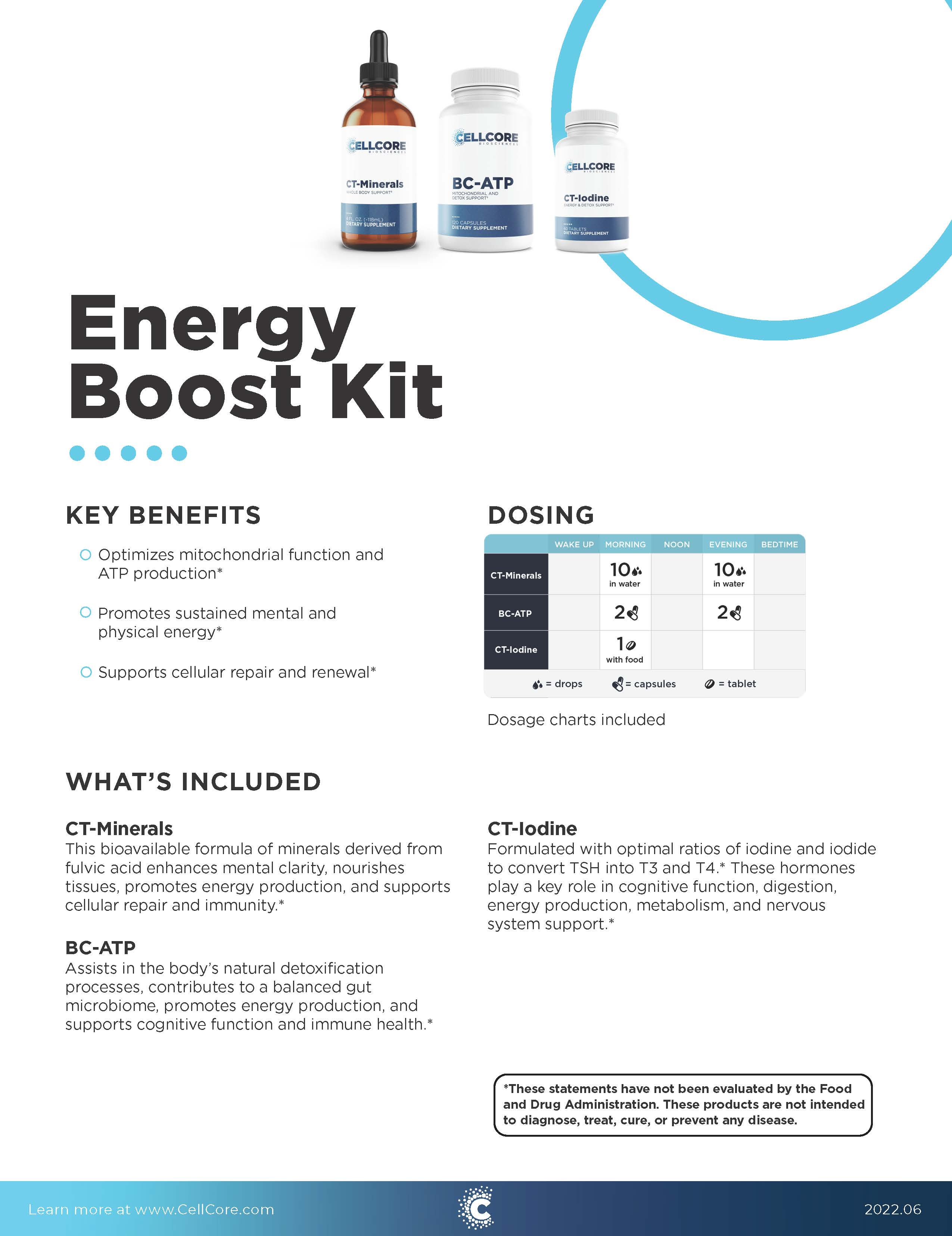 CellCore Energy Boost Kit offers key nutrients to support cellular repair and renewal, as well as mitochondrial function that help optimize energy production at the root level.