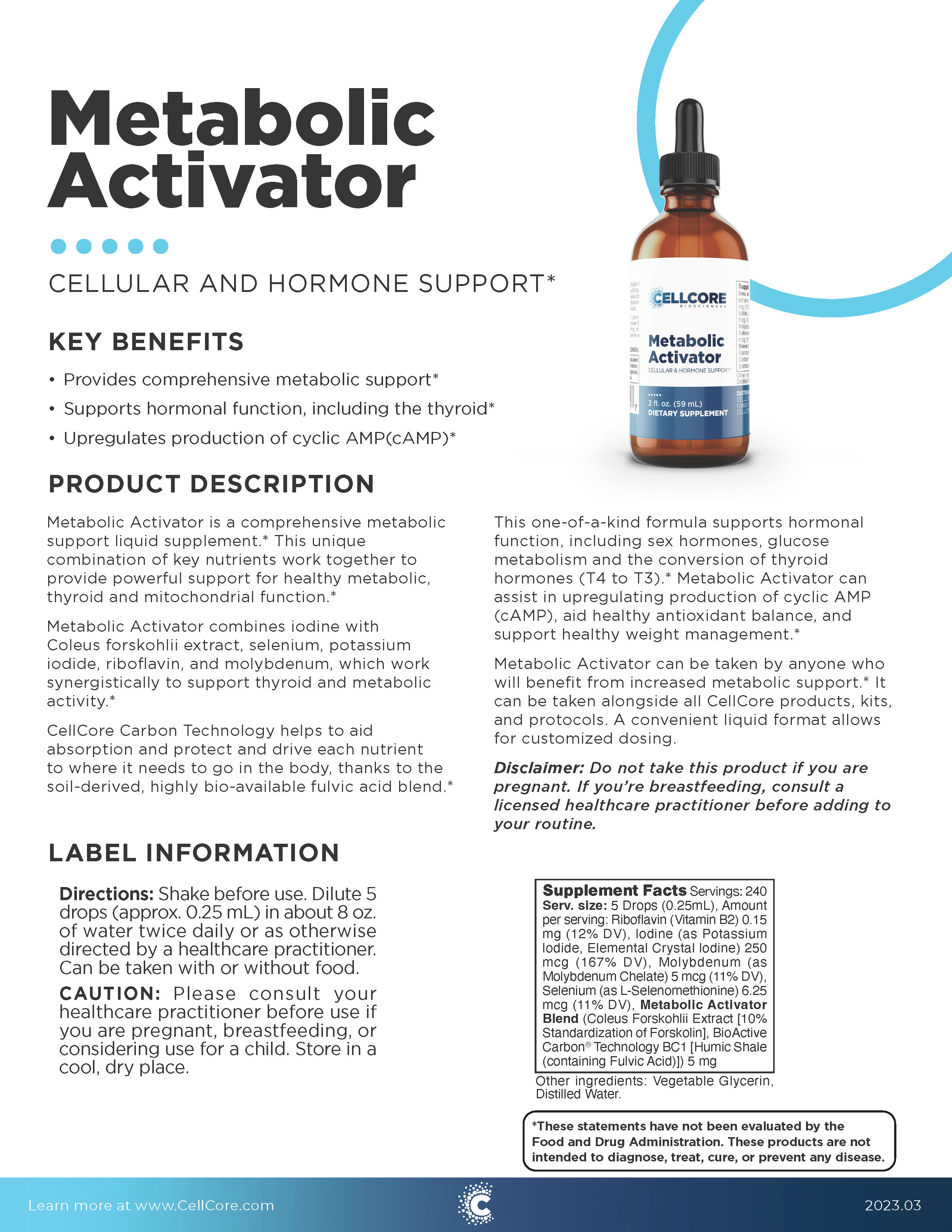 CellCore Metabolic Activator - provides powerful support for healthy metabolic, thyroid and mitochondrial function.