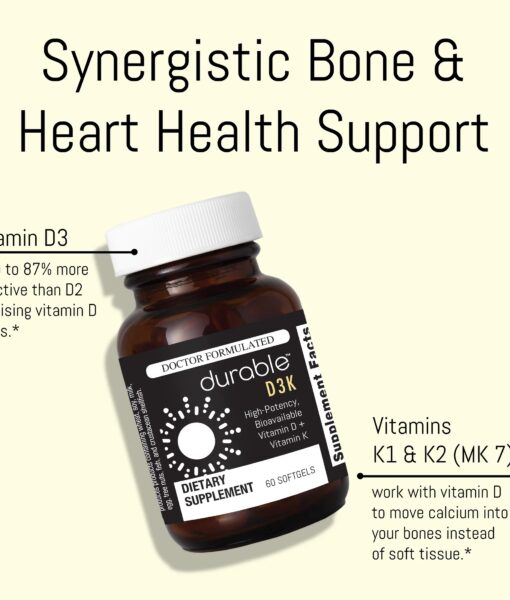 Durable D3K - High-Potency, Bioactive Vitamin D3 & K2.
