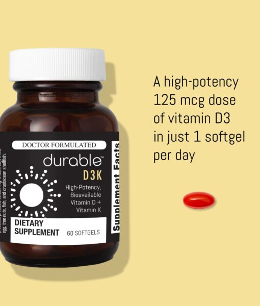 Durable D3K - High-Potency, Bioactive Vitamin D3 & K2.