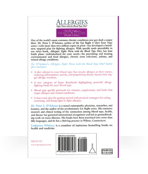 Eat Right 4 Allergies Book - your guide to managing allergies with The Blood Type Diet.