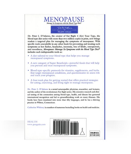 Eat Right 4 Menopause Book - your guide to managing menopause with The Blood Type Diet.