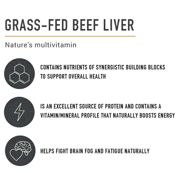 Enviromedica Pastured Beef Liver provides a nutritional powerhouse and a fundamental role in supporting healthy skin, eyes, metabolism, immune function, strong bones, and collagen synthesis.