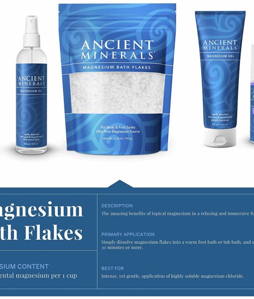 Ancient Minerals Magnesium Bath Flakes - an immersive and relaxing full body or foot bath soak for effective detox support.