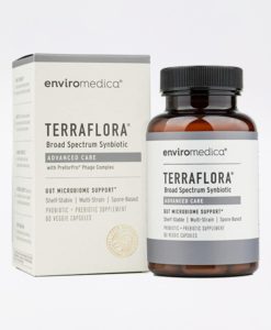 Enviromedica Terraflora Advanced Care formulated with a combination of spore form probiotics, and advanced, food-based, ancient prebiotics designed for robust support of gastrointestinal (microbiome) and immune health.