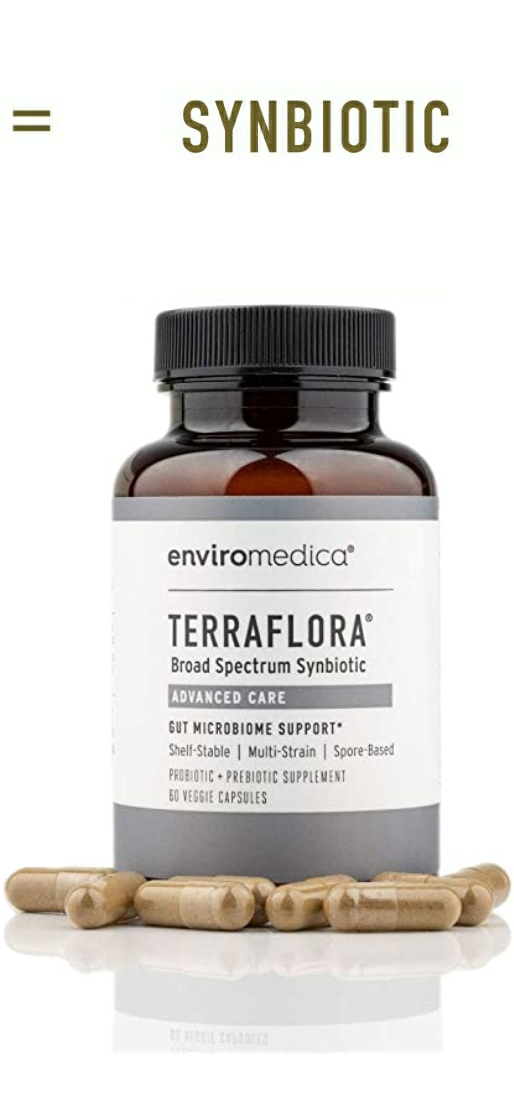 Enviromedica Terraflora Advanced Care formulated with a combination of spore form probiotics, and advanced, food-based, ancient prebiotics designed for robust support of gastrointestinal (microbiome) and immune health.