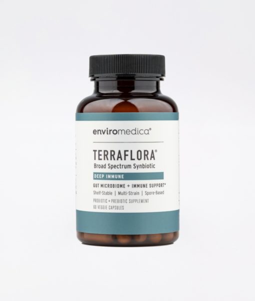 Enviromedica Terraflora Deep Immune formulated with a combination of spore form probiotics, and advanced, food-based, ancient prebiotics designed for robust support of gastrointestinal (microbiome) and immune health.
