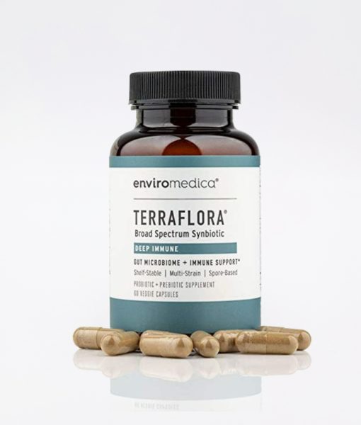 Enviromedica Terraflora Deep Immune formulated with a combination of spore form probiotics, and advanced, food-based, ancient prebiotics designed for robust support of gastrointestinal (microbiome) and immune health.