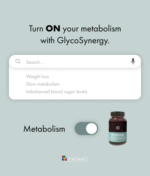 GlycoSynergy - increases overall metabolism, balances blood sugar, improves mitochondrial energy production and aids in weight loss.