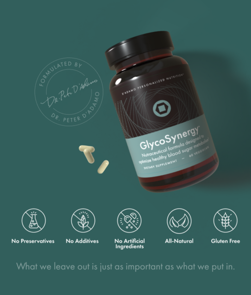 GlycoSynergy - increases overall metabolism, balances blood sugar, improves mitochondrial energy production and aids in weight loss.