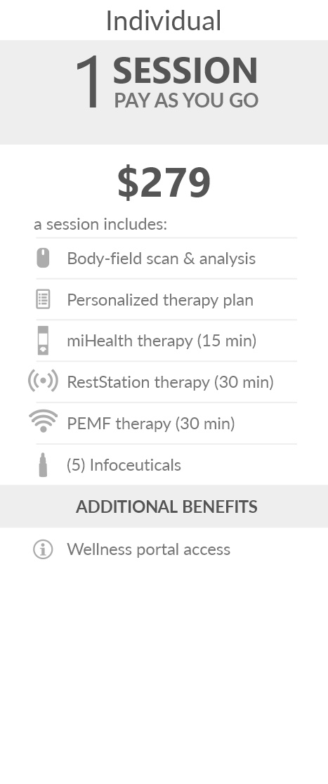 Juneva Health Individual Total Wellness Session (Telehealth) - a remote bioenergetic therapy session via Telehealth including body field scan and analysis, a personalized therapy plan, and five (5) bioenergetic remedies (NES Infoceuticals) for use at home.