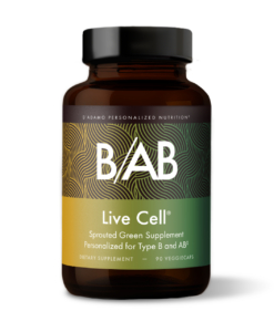 Live Cell - Sprouted Greens (Blood Type B & AB) - individualized sprout formula containing specific vitamins, minerals, enzymes and phytonutrients from beneficial foods for Blood Types B and AB.