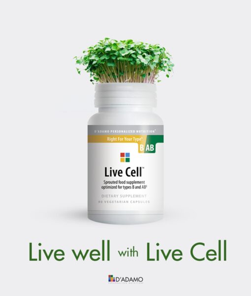 Live Cell - Sprouted Greens (Blood Type B & AB) - individualized sprout formula containing specific vitamins, minerals, enzymes and phytonutrients from beneficial foods for Blood Types B and AB.
