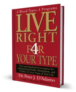 Live Right 4 Your Type Book - a series of fascinating observations and simple guidelines on how the use of blood type genetics connect to the mind and body.