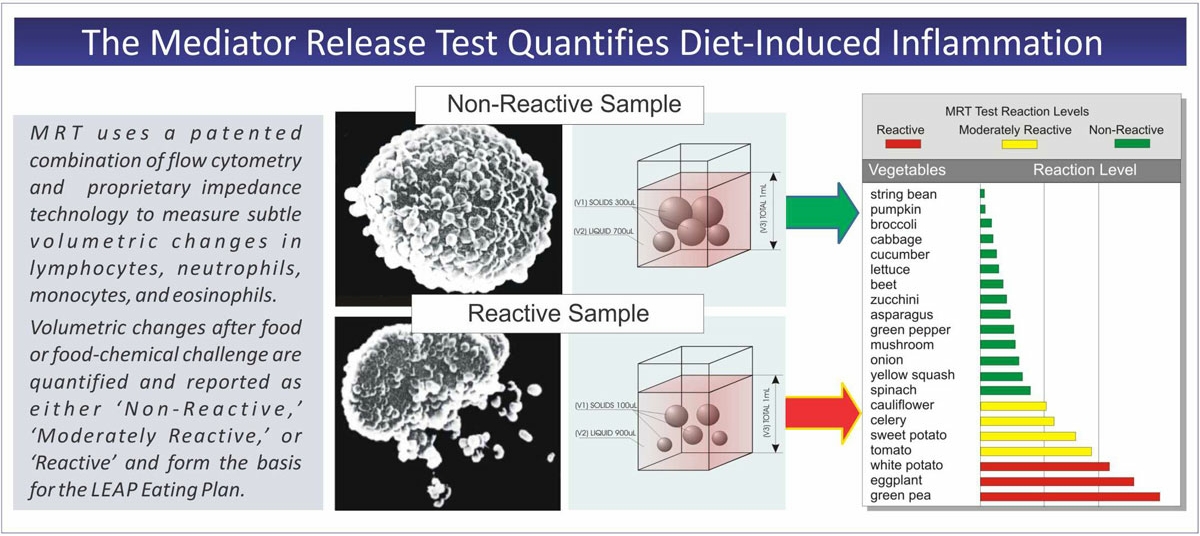 Mediator Release Test (MRT) ability to quantify diet-induced inflammation in response to food sensitivities.