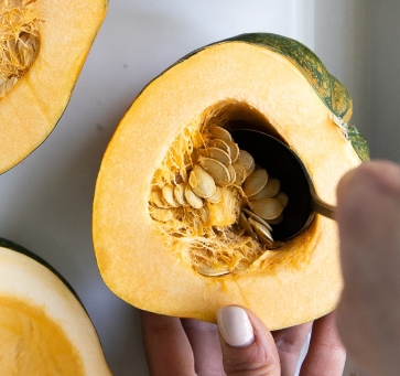 Maple & ginger glazed acorn squash.