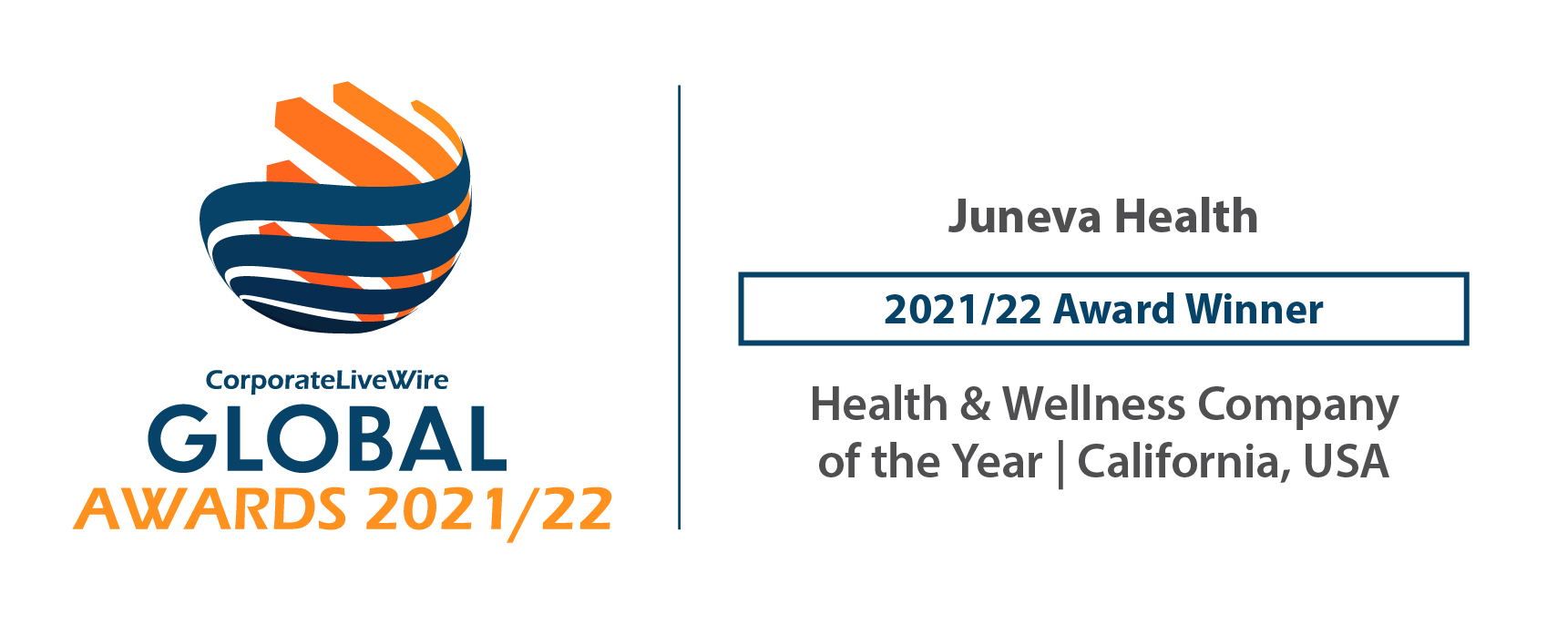 Juneva receives a 2021-22 health and wellness award from CorporateLiveWire.